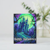 暗くなっ幽霊のよく出るて不気味な古い城 ポストカード (スタンド正面)