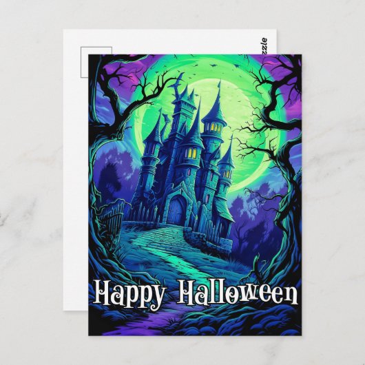 暗くなっ幽霊のよく出るて不気味な古い城 ポストカード (正面/裏面)