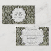 暗くグランジで旧式なダマスク織の美容師のファッション 予約カード (正面/裏面)