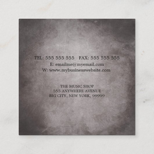 暗くグランジな音楽ミュージシャンのギターの先生 スクエア名刺 (裏面)
