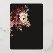 暗くムーディースウィンターフローラ結婚フォイ 箔招待状 (裏面)