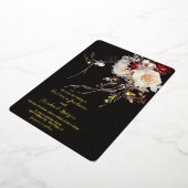 暗くムーディースウィンターフローラ結婚フォイ 箔招待状 (回転した状態)