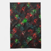 暗くモザイクのトレース下の派手な色のパッチ キッチンタオル (縦)