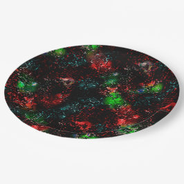 暗くモザイクのトレース下の派手な色のパッチ ペーパープレート