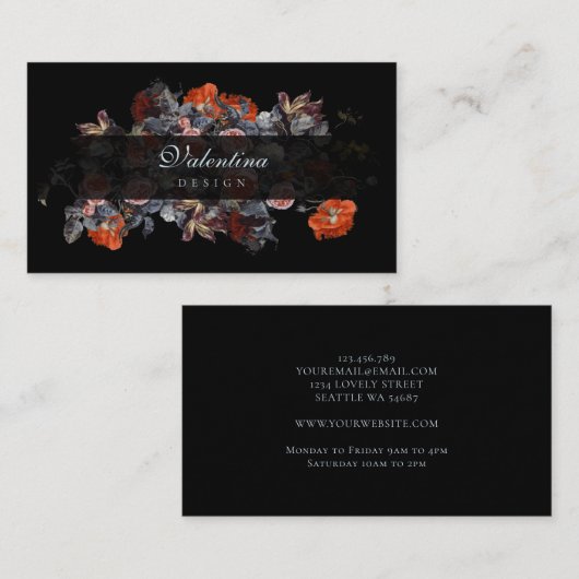暗く不機嫌なヴィンテージの花花束の名刺 名刺 (正面/裏面)