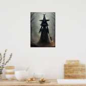 暗く不気味な森の中の謎めいた魔女 ポスター (キッチン)