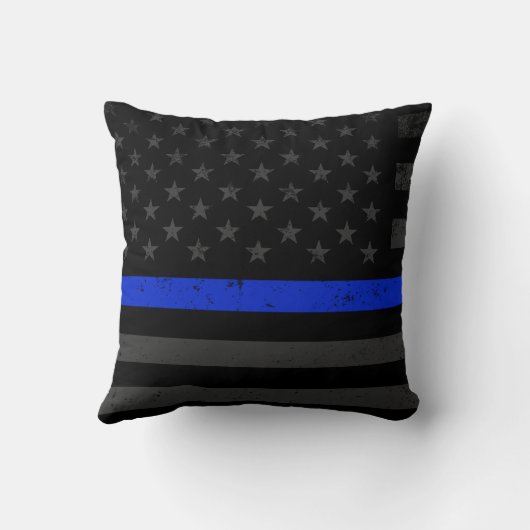 暗く動揺してな警察は米国旗のスタイルを作ります クッション (裏面)