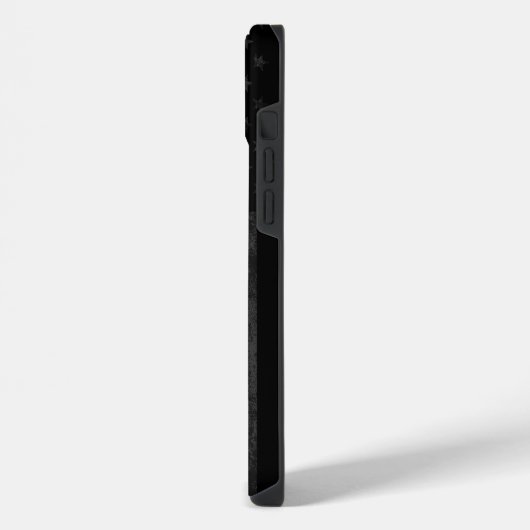 暗く堅牢なスタイル | Thin Blue Line Police Flag iPhoneケース (左側面)