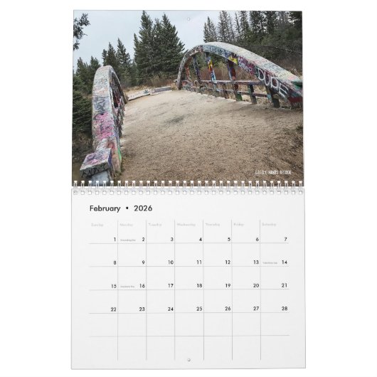 暗く幽霊のよく出るなサスカチュワン2の騎士 カレンダー (2月 2026)