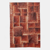暗く明るい赤の壁テクスチャを持つ正方形 キッチンタオル (縦)
