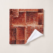 暗く明るい赤の壁テクスチャを持つ正方形 バスタオルセット (ウォッシュタオル)