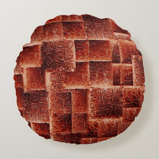 暗く明るい赤の壁テクスチャを持つ正方形 ラウンドクッション (正面)