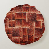 暗く明るい赤の壁テクスチャを持つ正方形 ラウンドクッション (裏面)