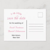 暗く明るい赤面ピンクのバラ日付を保存 案内ポストカード (裏面)