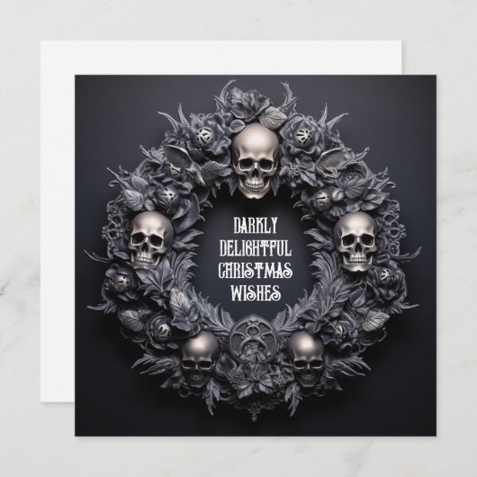 暗く楽しいゴシックスカルリースXmashウィッシュ シーズンカード (正面/裏面)
