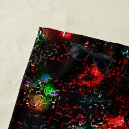 暗く残ったモザイクの下の派手な色のパッチ ビーチタオル