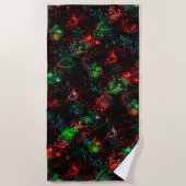 暗く残ったモザイクの下の派手な色のパッチ ビーチタオル (正面)