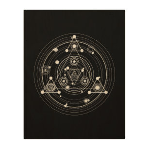 暗く神秘的なスタイルの神聖な幾何学 ウッドウォールアート