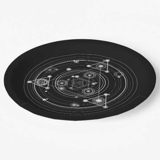 暗く神秘的なスタイルの神聖な幾何学 ペーパープレート (アングル)