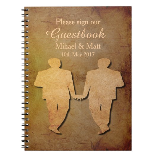 暗く素朴なヴィンテージの質の陽気な結婚式のゲストブック ノートブック (正面)