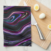 暗さで色が詰まった不規則な曲線 キッチンタオル (四つ折り)
