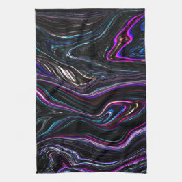 暗さで色が詰まった不規則な曲線 キッチンタオル