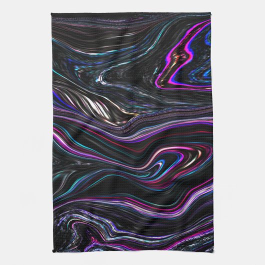 暗さで色が詰まった不規則な曲線 キッチンタオル (縦)