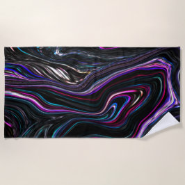 暗さで色が詰まった不規則な曲線 ビーチタオル