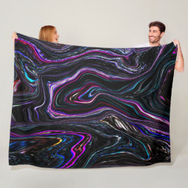 暗さで色が詰まった不規則な曲線 フリースブランケット