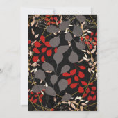 暗はっきりした色フローラレッドブラックグレー金ゴールド結婚ズ 招待状 (裏面)