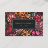 暗はっきりした色ヴィンテージ花模様コーラル薄紫紫 名刺 (正面)