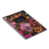 暗はっきりした色ヴィンテージ花模様サンゴ薄紫名 ノートブック (右側)