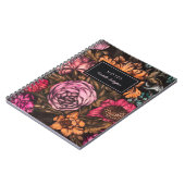 暗はっきりした色ヴィンテージ花模様サンゴ薄紫名 ノートブック (左側)