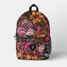 暗はっきりした色ヴィンテージ花模様マゼンタモノグラム