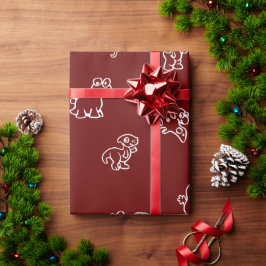 暗よくはしゃぐ赤の白い漫画のディノス ラッピングペーパー