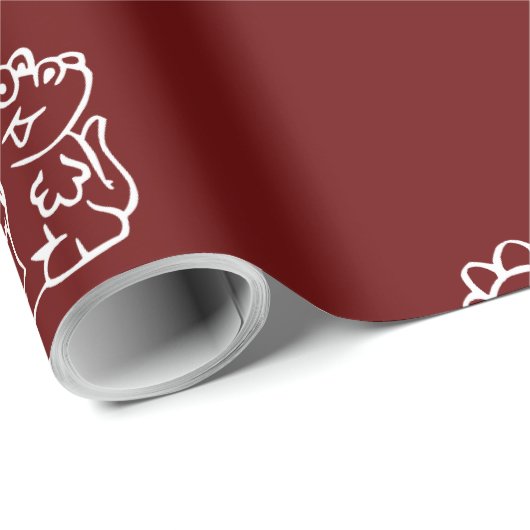 暗よくはしゃぐ赤の白い漫画のディノス ラッピングペーパー (ロールコーナー)
