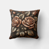 暗エレガントいデザインの彫りバラ華美 クッション (裏面)