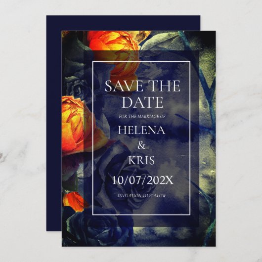 暗エレガントいフローラ結婚の セーブザデート (正面/裏面)