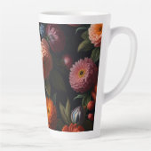 暗エレガントい不機嫌なヴィンテージ花模様 カフェラテマグ (右)