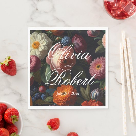 暗エレガントい不機嫌なヴィンテージ花模様 スタンダードランチョンナプキン (インサイチュ)