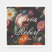 暗エレガントい不機嫌なヴィンテージ花模様 スタンダードランチョンナプキン (正面)