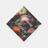 暗エレガントい不機嫌なヴィンテージ花模様 スタンダードランチョンナプキン (角)