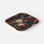 暗エレガントい不機嫌なヴィンテージ花模様 ペーパープレート (傾斜あり)