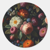 暗エレガントい不機嫌なヴィンテージ花模様 ラウンドシール (正面)