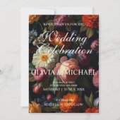 暗エレガントい不機嫌なヴィンテージ花模様 招待状 (正面)