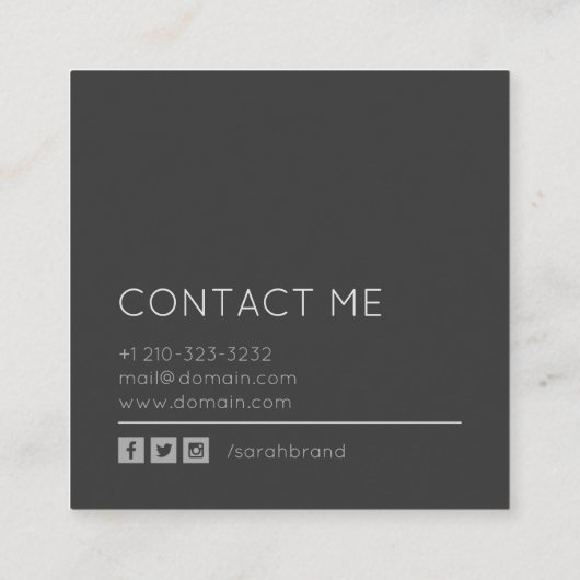 暗エレガントい個人写真 スクエア名刺 (裏面)