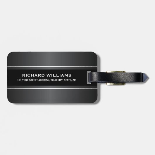暗エレガントい灰色の名前と住所 ラゲッジタグ (裏面横)