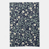 暗エレガントい背景にデイジーの花の模様 キッチンタオル (縦)