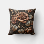 暗エレガントい背景に対する茶色のバラレリーフ、 浮き彫り クッション (裏面)