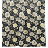 暗エレガントい背景のゴールデンフローラ調和 シャワーカーテン (正面)